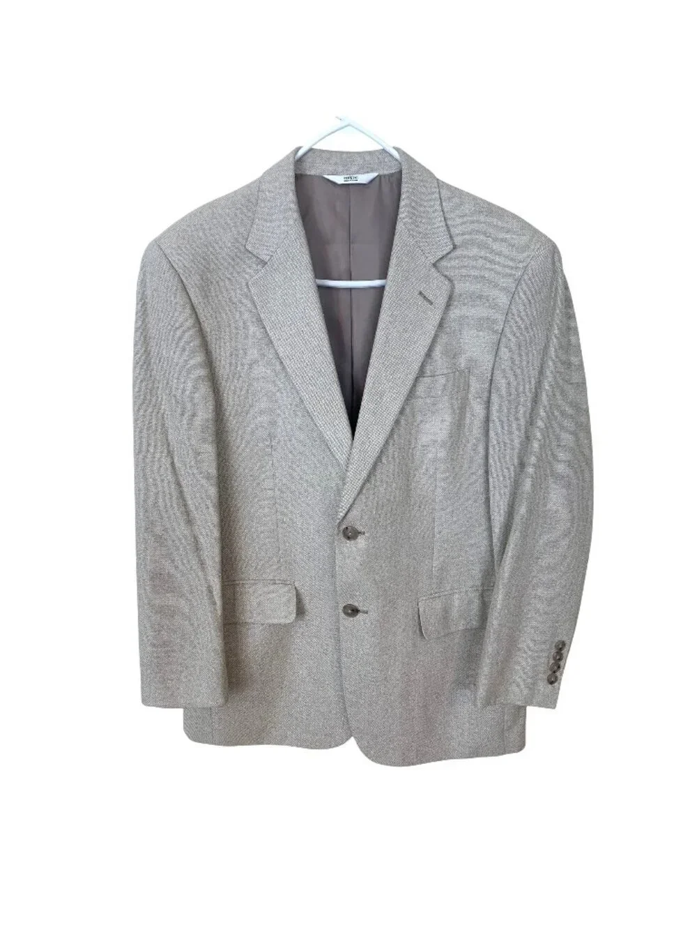 Versini Mens Beige Blazer 38 Short 100% Silk Made In China